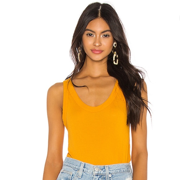 Monrow Tops - Monrow Rib Tank Women Mustard Relaxed Revolve Top